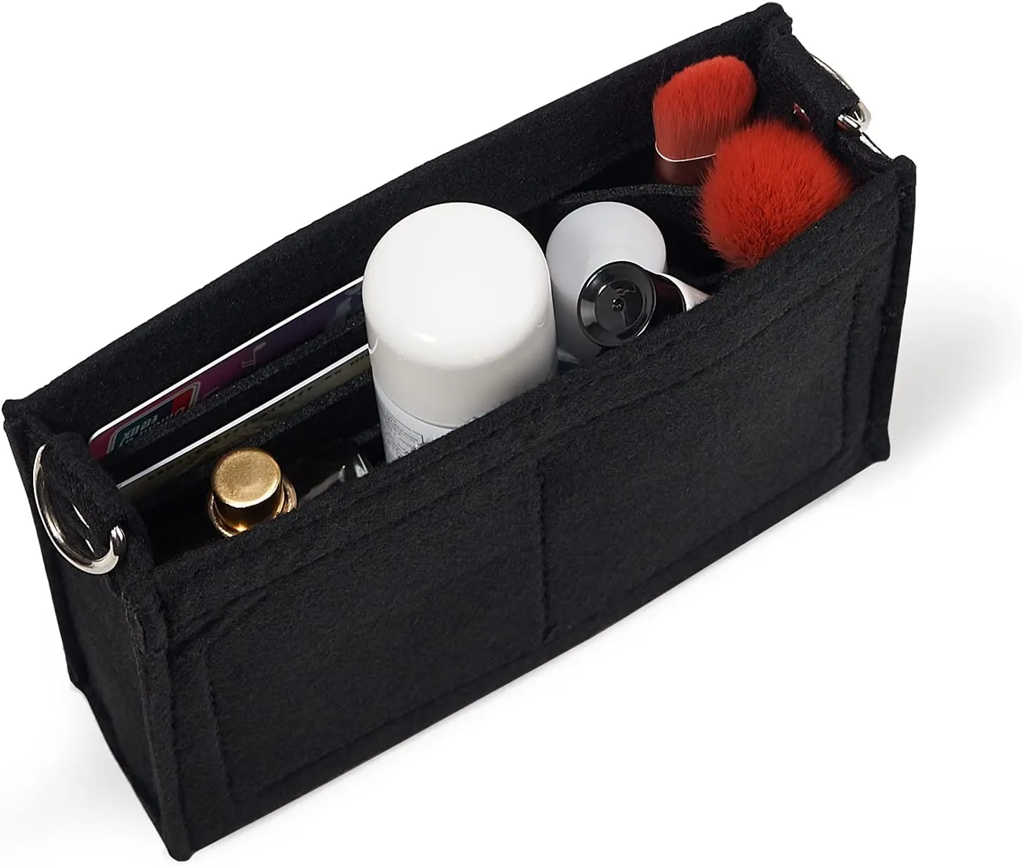Vercord Felt Purse Insert Organizer LV 26 19 Toiletry Pouch Insert with D Ring Attach Chain Strap