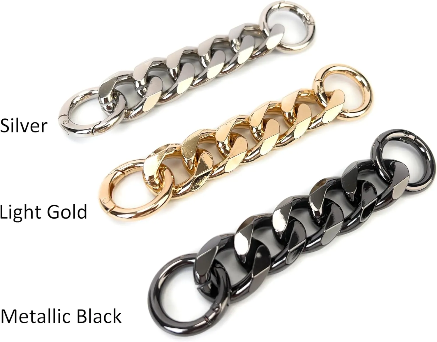 VersaKits Chunky Cuban Chain Charm Purse Strap Aluminum Chain Extender Accessory 15-1/2 Inch Silver Chain Decoration Pants Chain Shoe Chain Dog Collar Chain