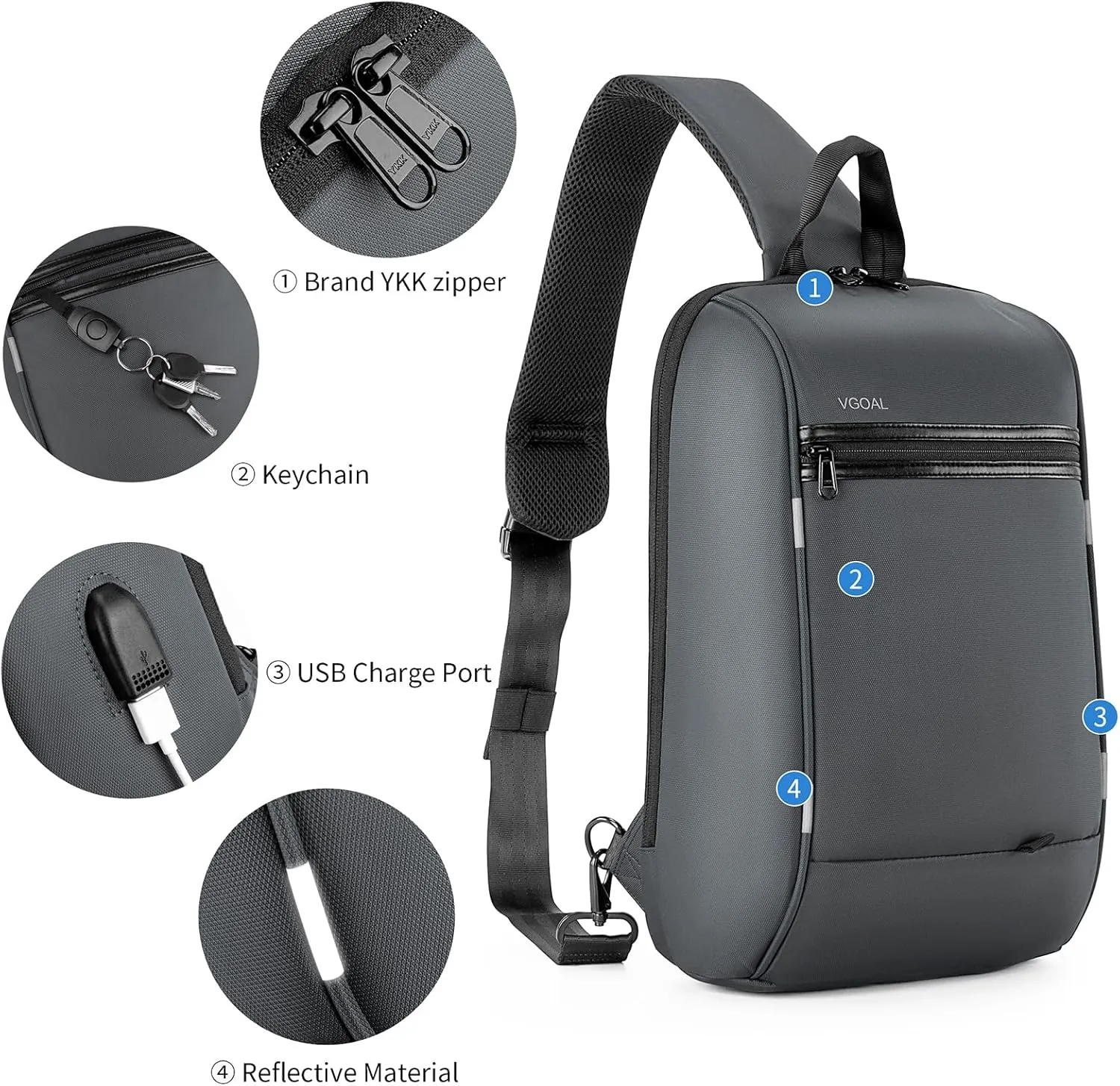 VGOAL Crossbody Bag Sling Bag for Women Men Sling Backpack Mini Backpack Daypack Crossbody for Travel Sport Running Hiking (FG6301-103)