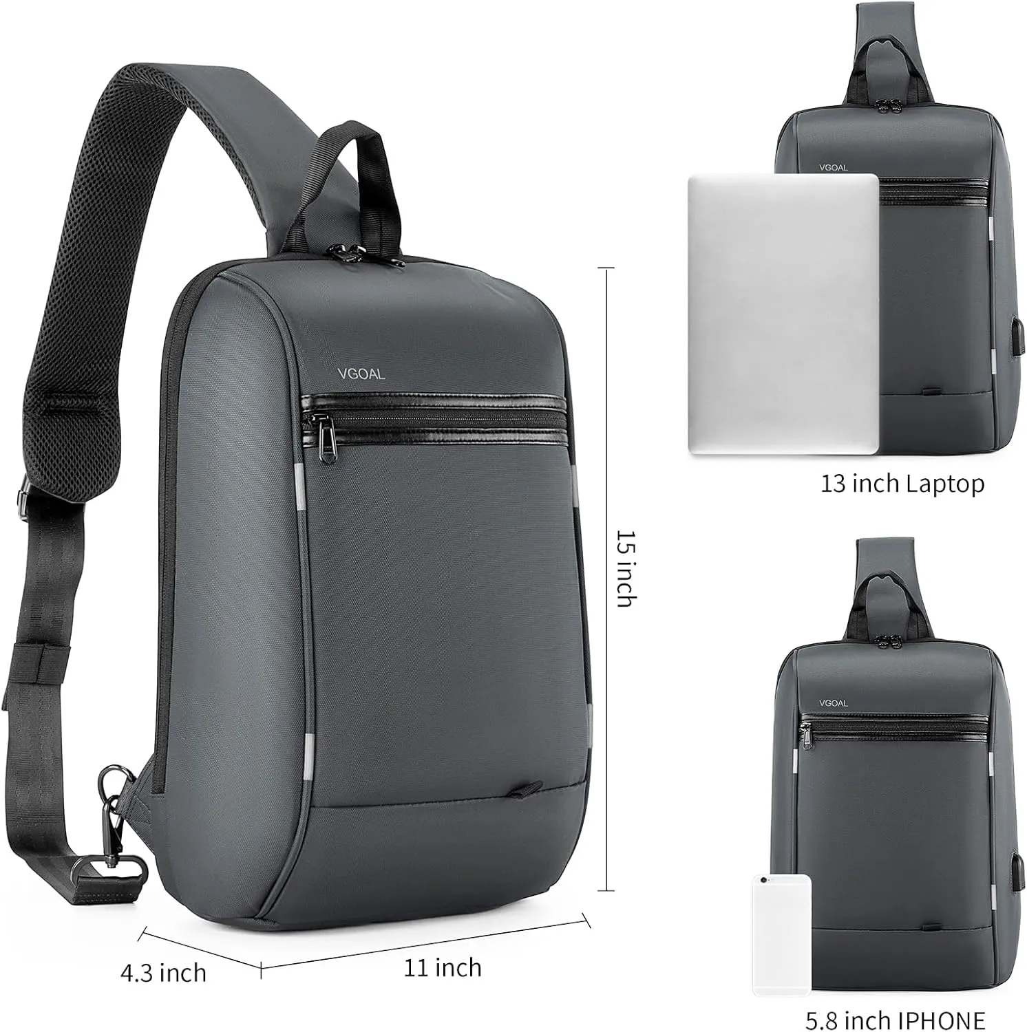 VGOAL Crossbody Bag Sling Bag for Women Men Sling Backpack Mini Backpack Daypack Crossbody for Travel Sport Running Hiking (FG6301-103)