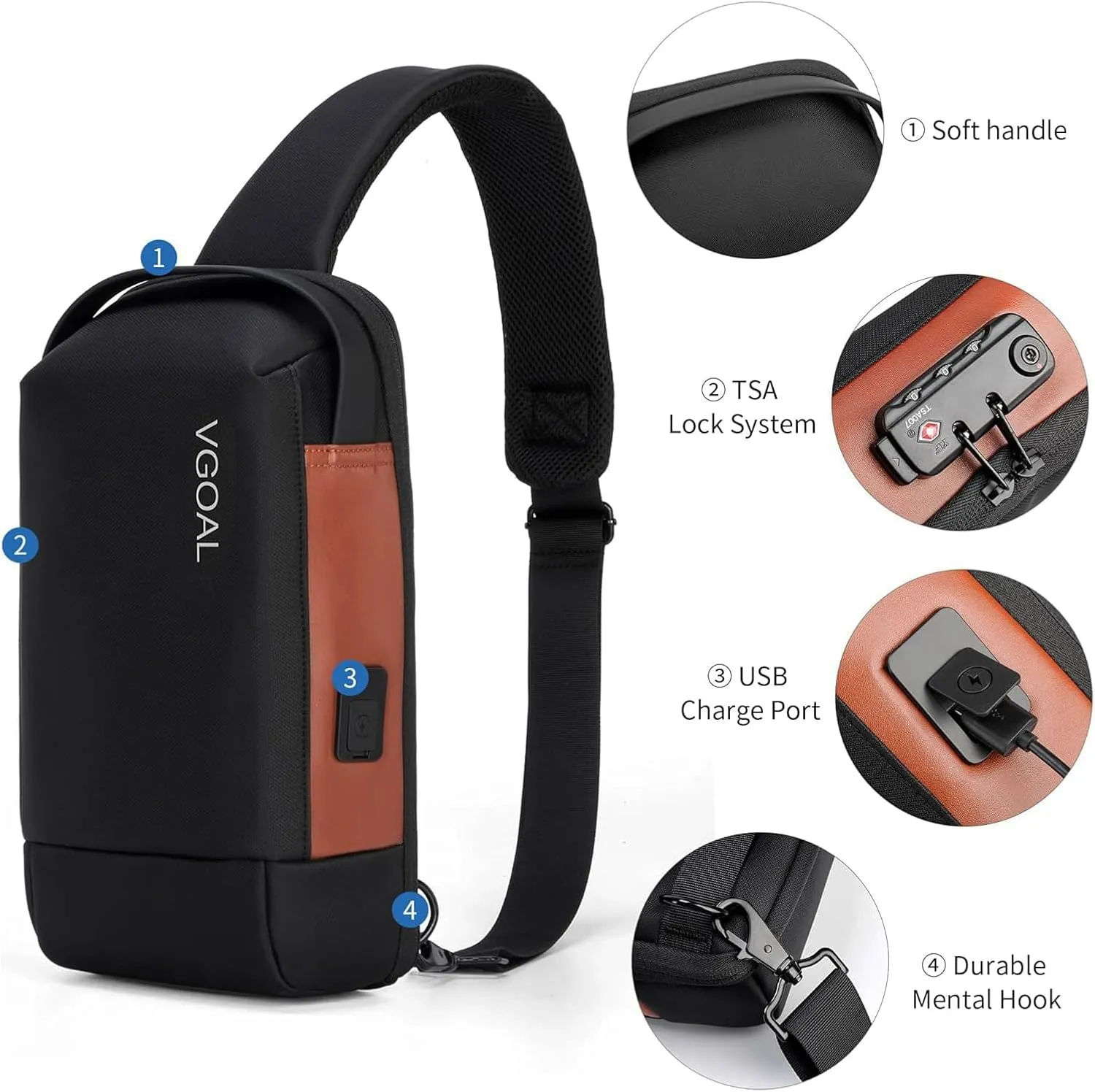VGOAL Crossbody Bag Sling Bag for Women Men Sling Backpack Mini Backpack Daypack Crossbody for Travel Sport Running Hiking (FG6316)