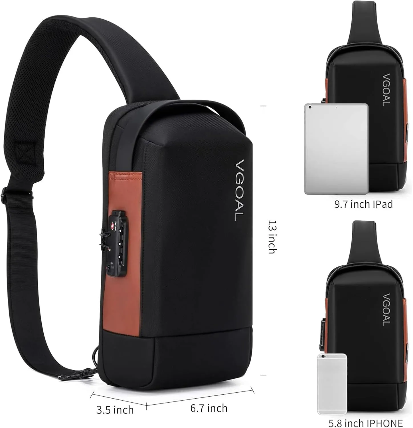 VGOAL Crossbody Bag Sling Bag for Women Men Sling Backpack Mini Backpack Daypack Crossbody for Travel Sport Running Hiking (FG6316)