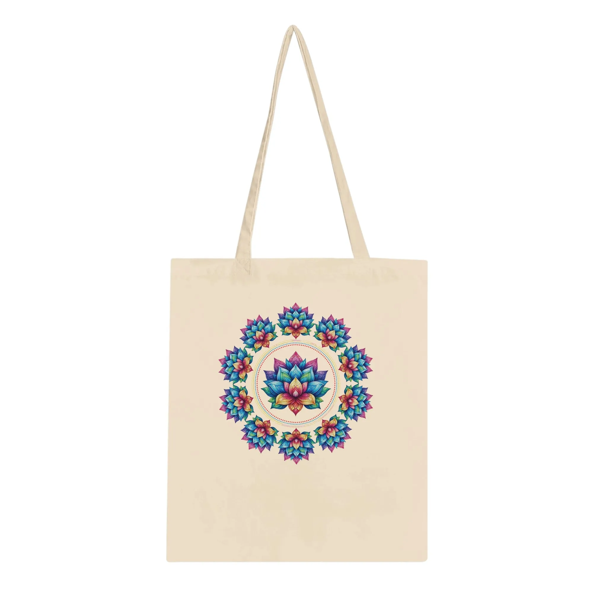 Vibrant Lotus Mandala Tote Bag