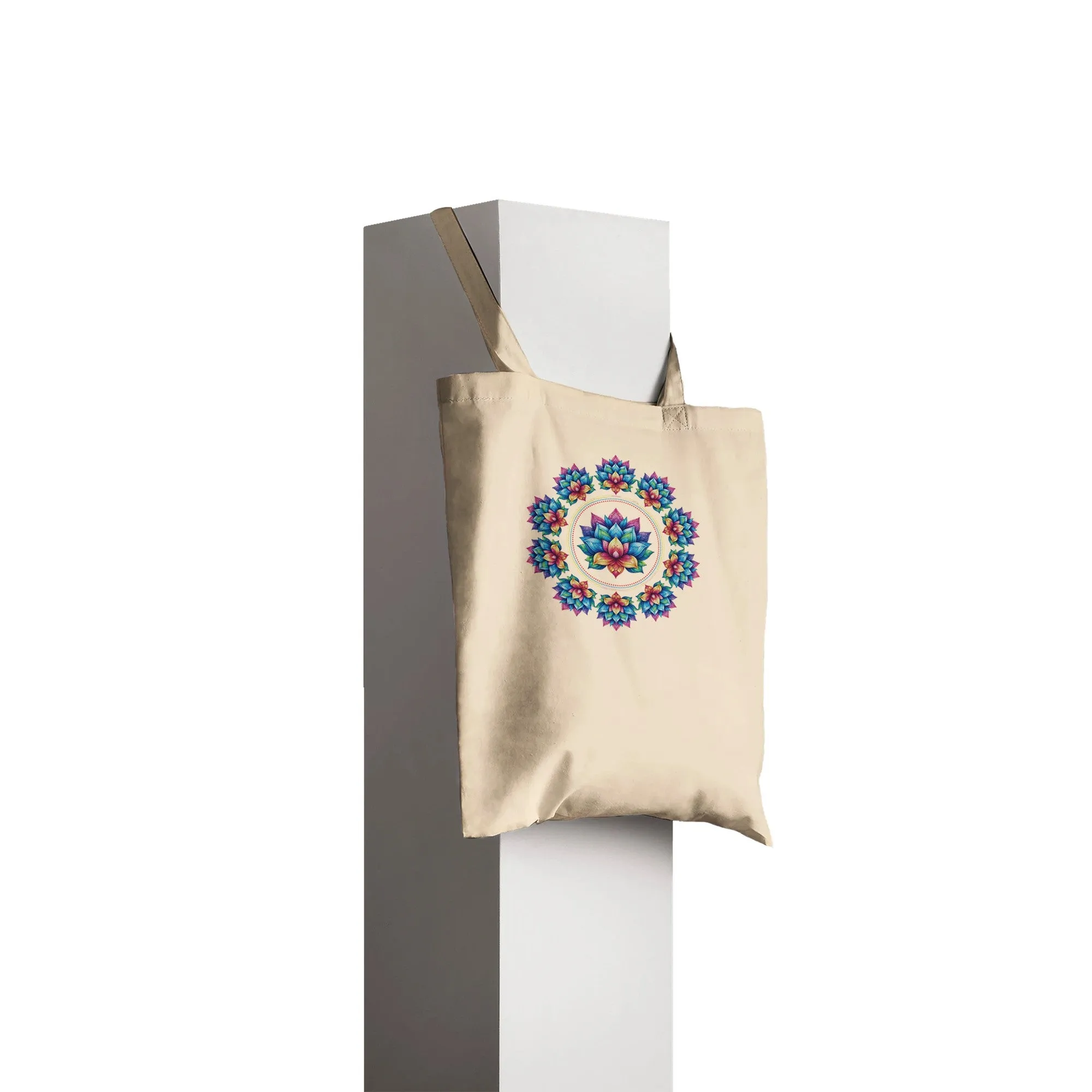 Vibrant Lotus Mandala Tote Bag