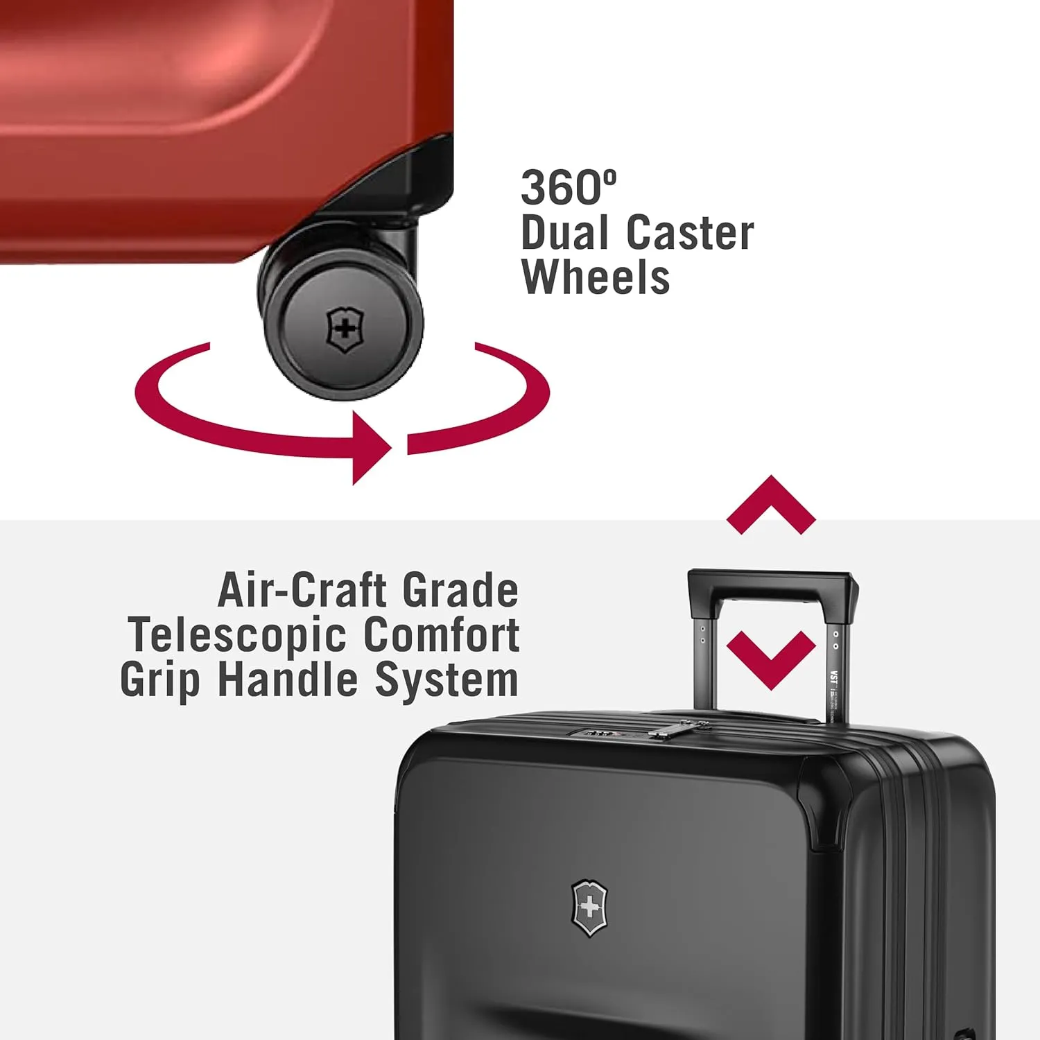 Victorinox Spectra 3.0 Expandable Medium Case - Modern Hardside Luggage - Rolling Suitcase with Spinner Wheels - Holds Travel Accessories - 81 Liters, Red