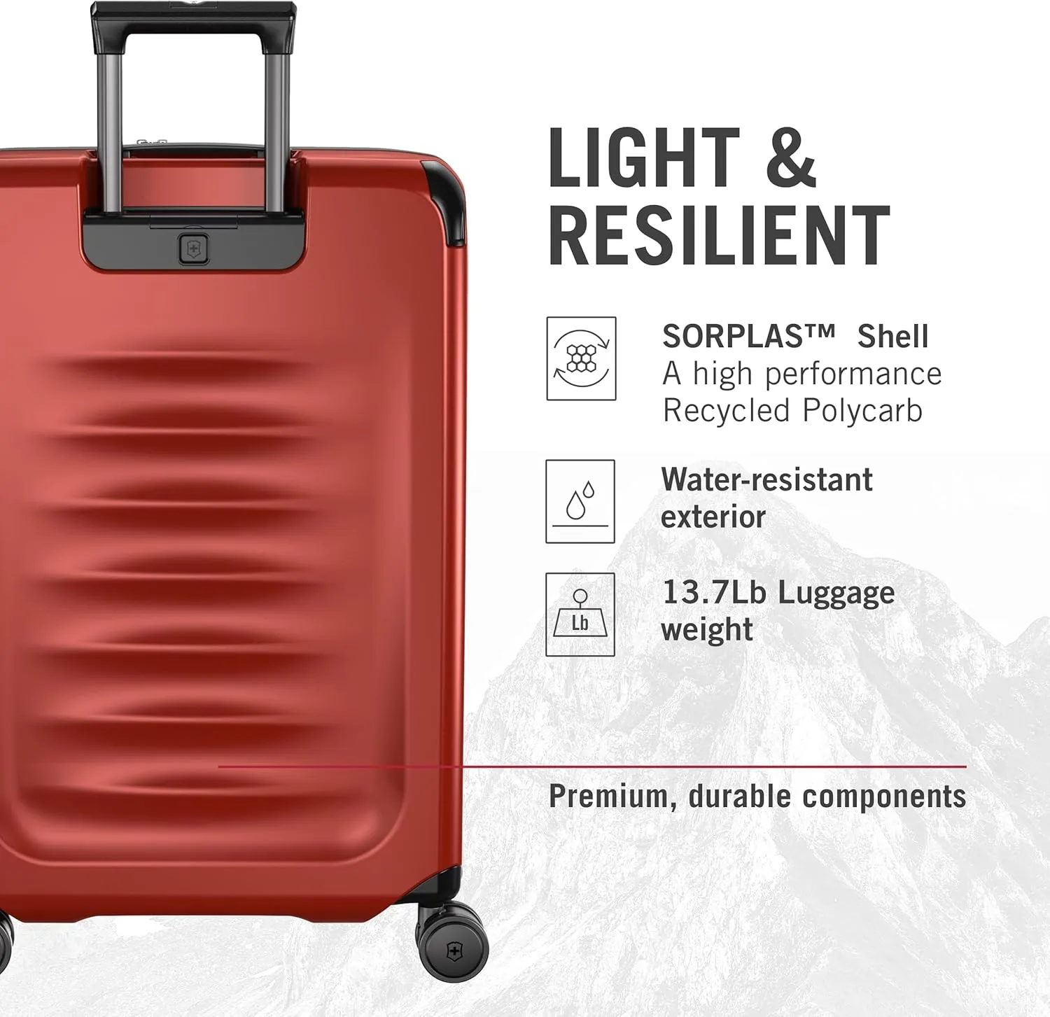 Victorinox Spectra 3.0 Expandable Medium Case - Modern Hardside Luggage - Rolling Suitcase with Spinner Wheels - Holds Travel Accessories - 81 Liters, Red