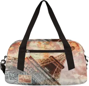 Vintage Eiffel Towel Gym Bag for Women and Men,France Paris Small Duffel Bag for Sports, Gyms, Yoga, Weekend Getaway, Travel Overnight Bag Workout Bag Cheer Dance Bag for Girls Boys Teen