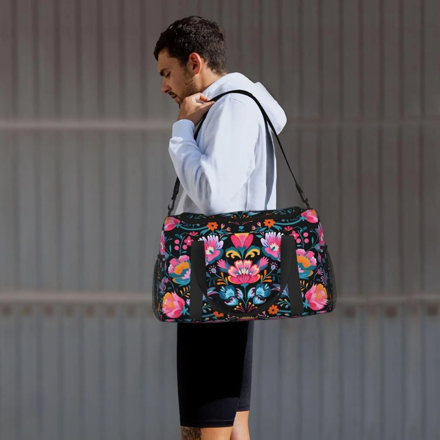 Vintage Flower Bohemian Duffle Bag Foldable Travel Tote Bag Carry On Large Weekender Overnight Bags Waterproof Gym Bag For Women Men