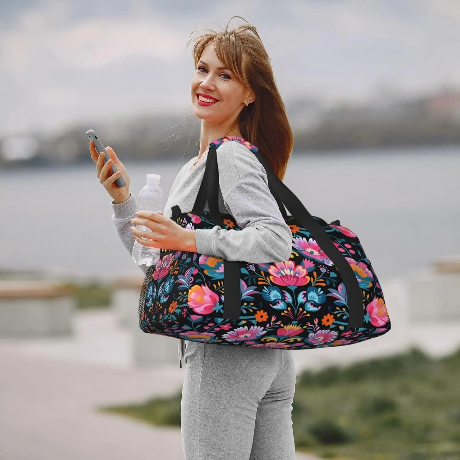 Vintage Flower Bohemian Duffle Bag Foldable Travel Tote Bag Carry On Large Weekender Overnight Bags Waterproof Gym Bag For Women Men