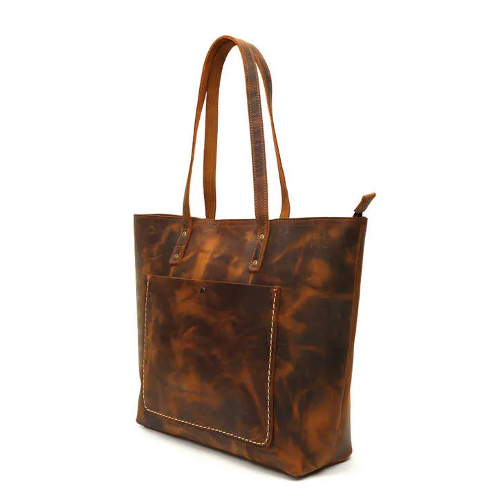 Vintage Leather Tote Bag for Women