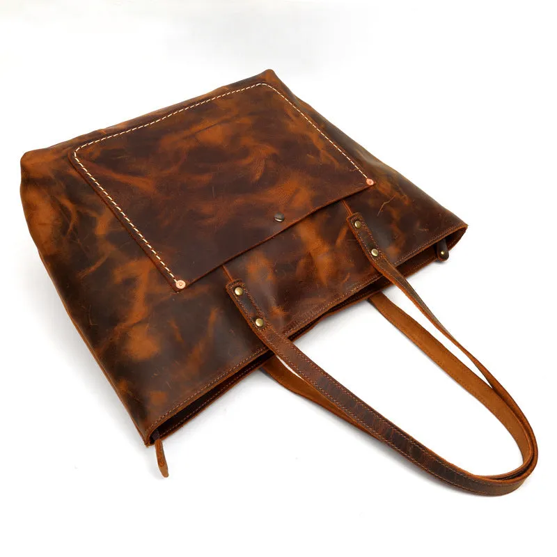Vintage Leather Tote Bag for Women