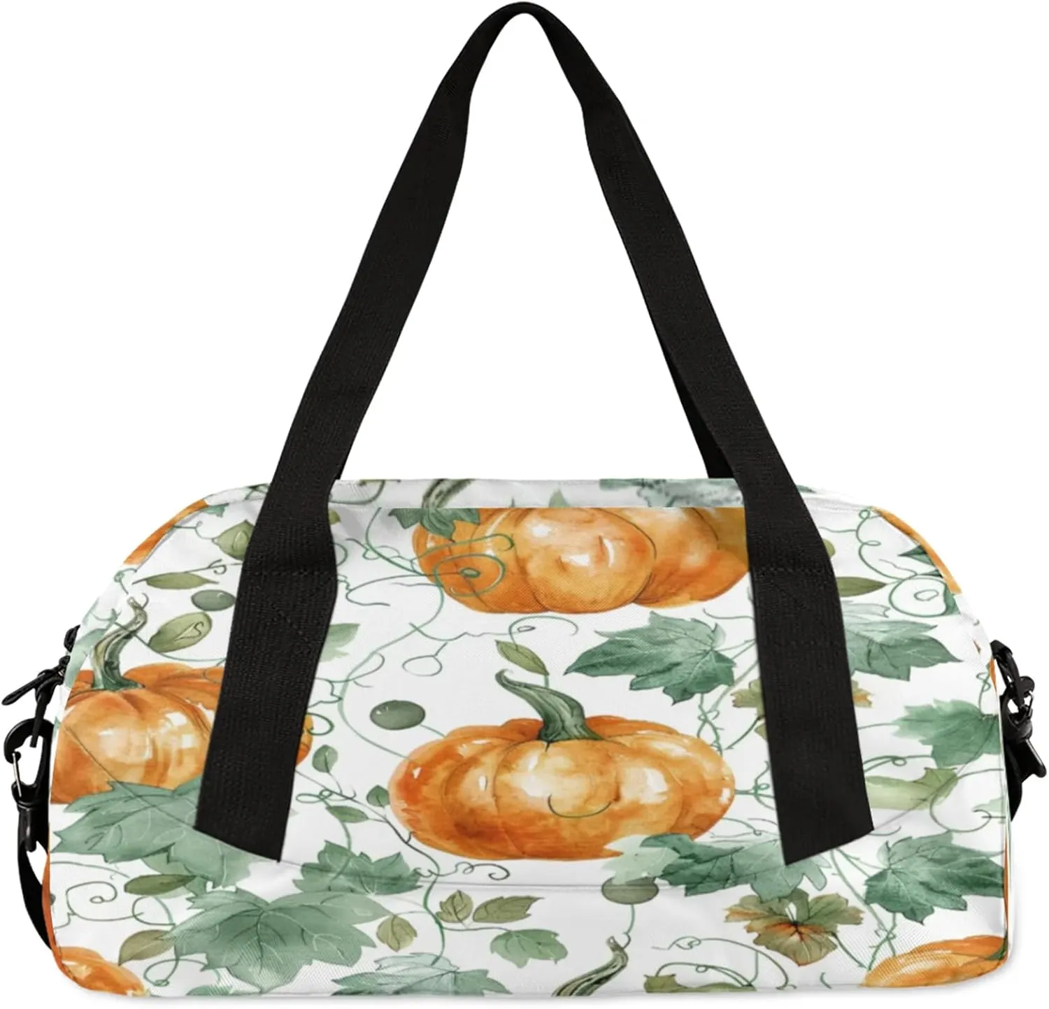 Vintage Pumpkin Maple Leaf Kids Duffel Bag Lightweight Waterproof Sports Gym Bag with Front Zipper Pocket Foldable Weekender Overnight Bag for School Practice Gymnastic Ballet