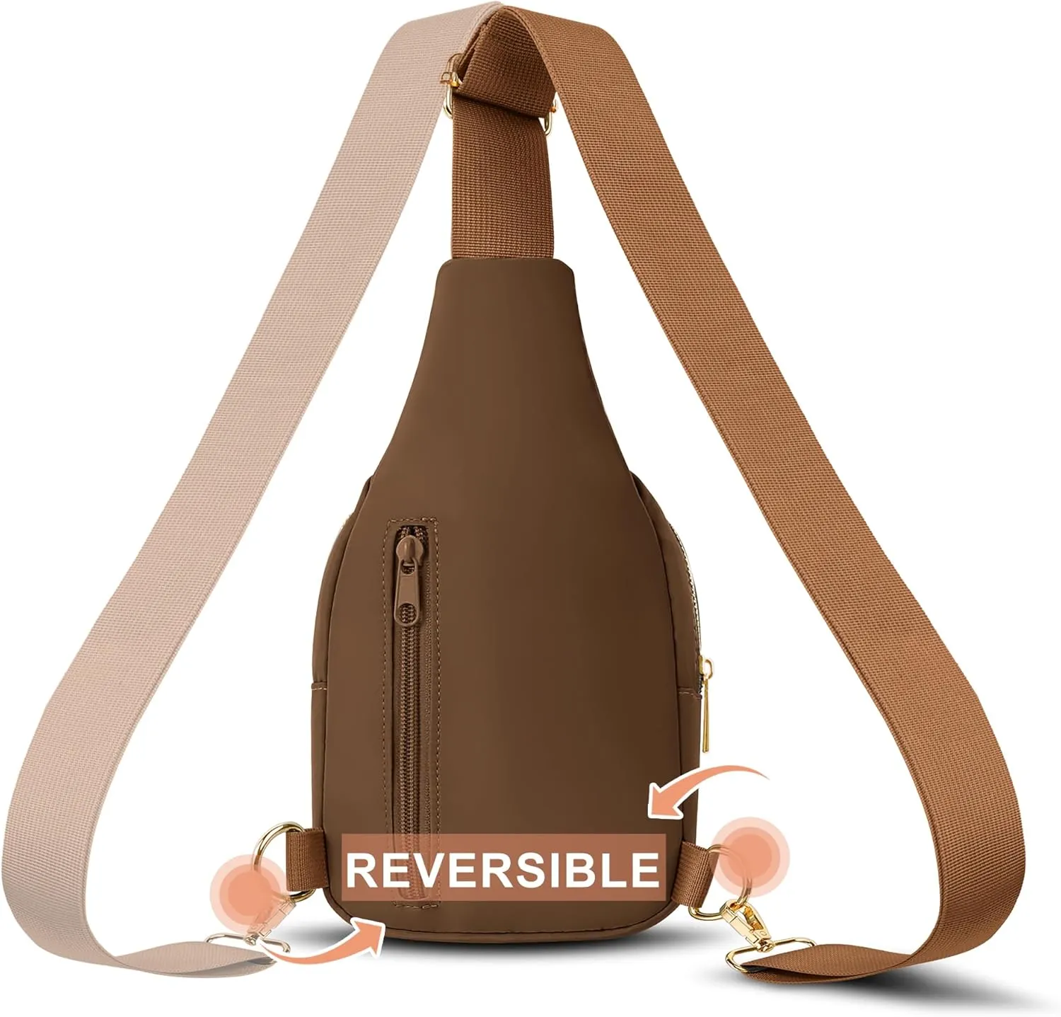 VOROLO Large Sling Bag,Crossbody Bags For Women and Men Cross body Bag Brown