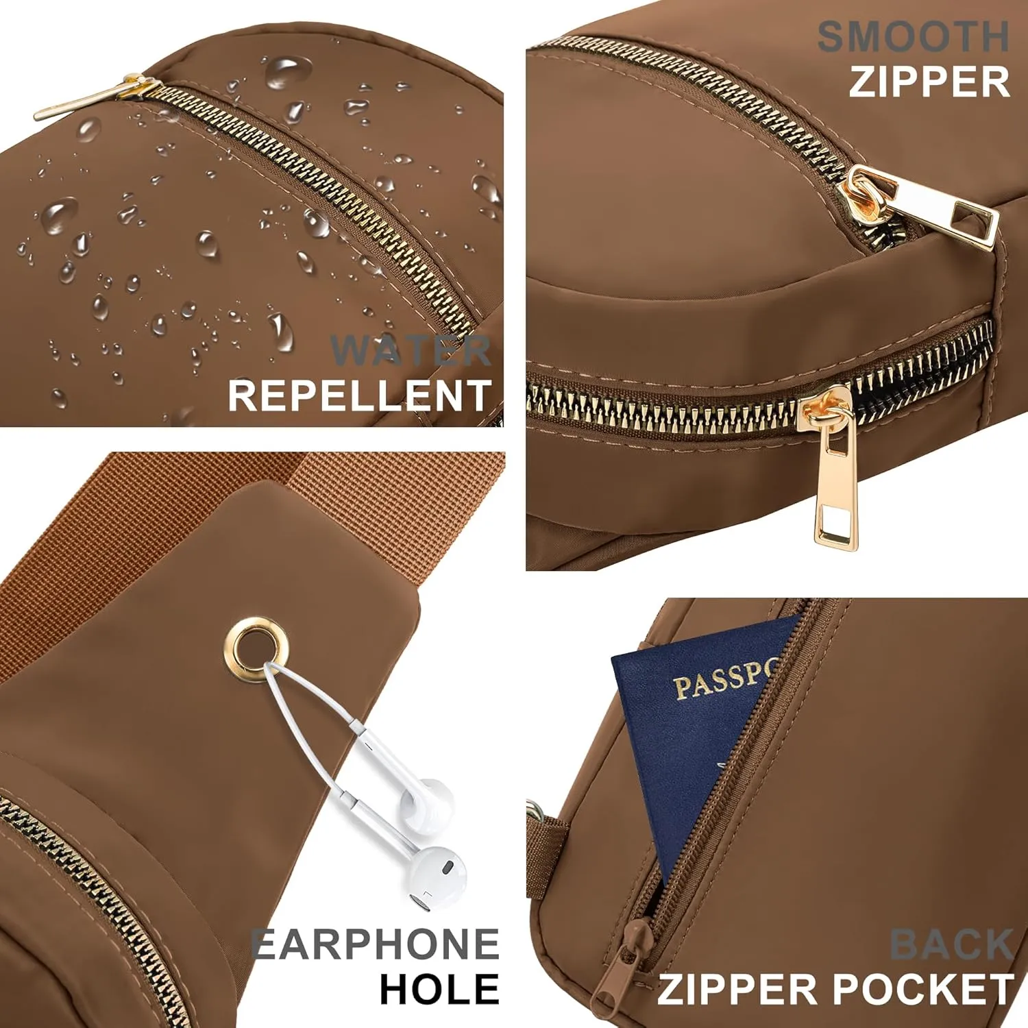 VOROLO Large Sling Bag,Crossbody Bags For Women and Men Cross body Bag Brown