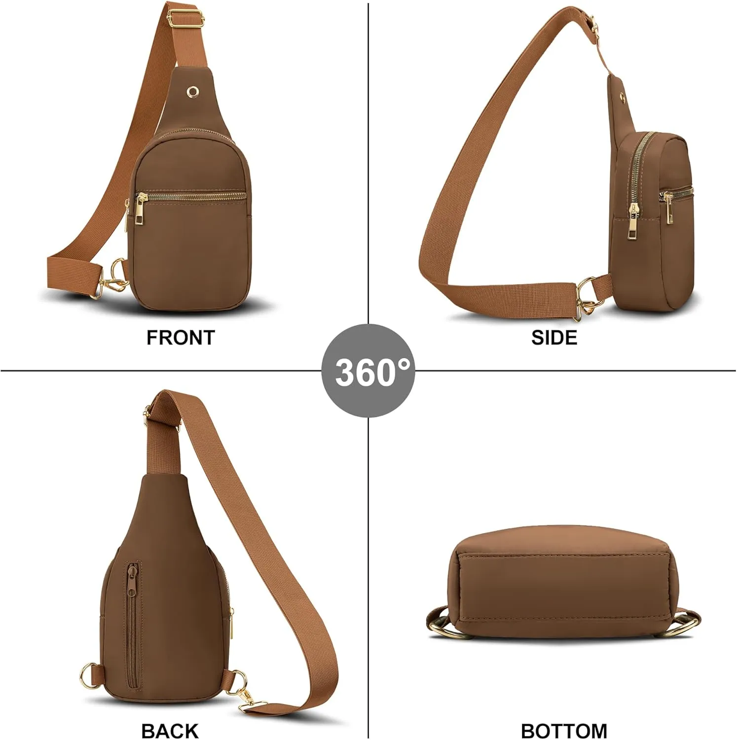 VOROLO Large Sling Bag,Crossbody Bags For Women and Men Cross body Bag Brown