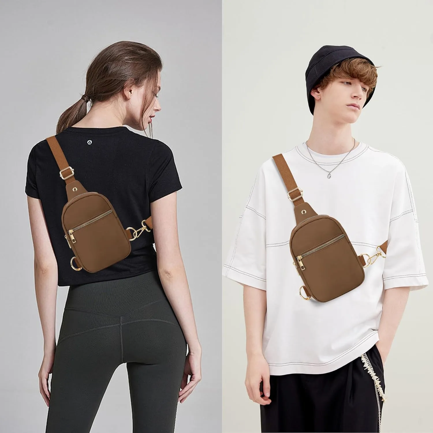 VOROLO Large Sling Bag,Crossbody Bags For Women and Men Cross body Bag Brown