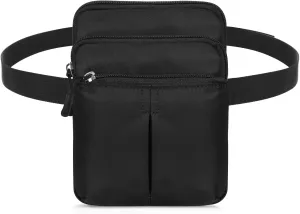 Waist Belt Bag for Women and Men Cross Body Cell Phone Purse Adjustable Shoulder Strap Travel Hip Pouch Multifunctional Fashion Fanny Packs Water Repellent, Black
