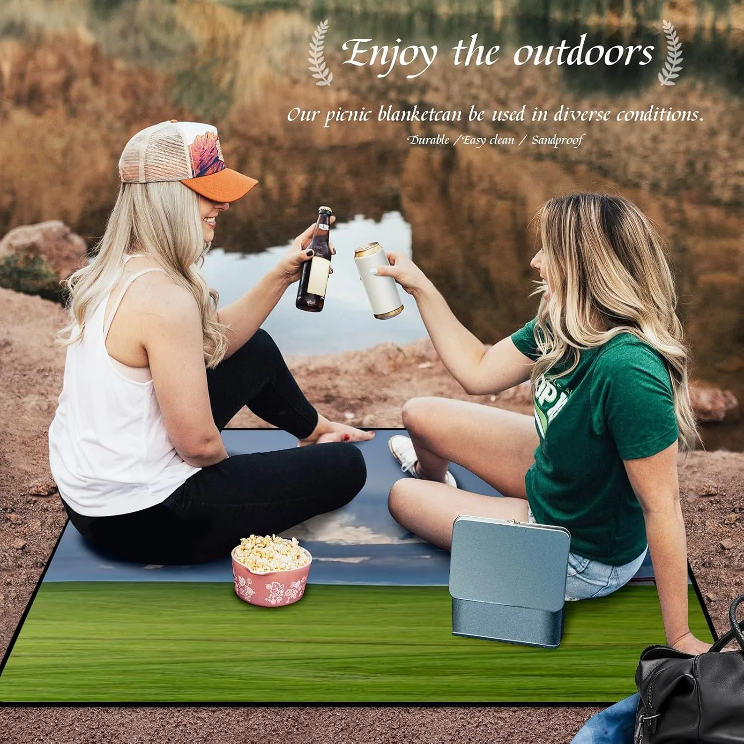 Water Resistant Picnic Mat Foldable Lightweight Extra Large Outdoor Blanket for Camping Beach Yoga Park Travel Family Gatherings Portable and Easy to Clean Ideal for Picnics Grassland Clouds