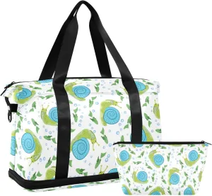 Weekender Overnight Bags for Women Beautiful Snail Travel Duffel Bag with Shoe Compartments Gym Duffel Bag with Toiletry Bag for Travel Sport Yoga 17 Inch