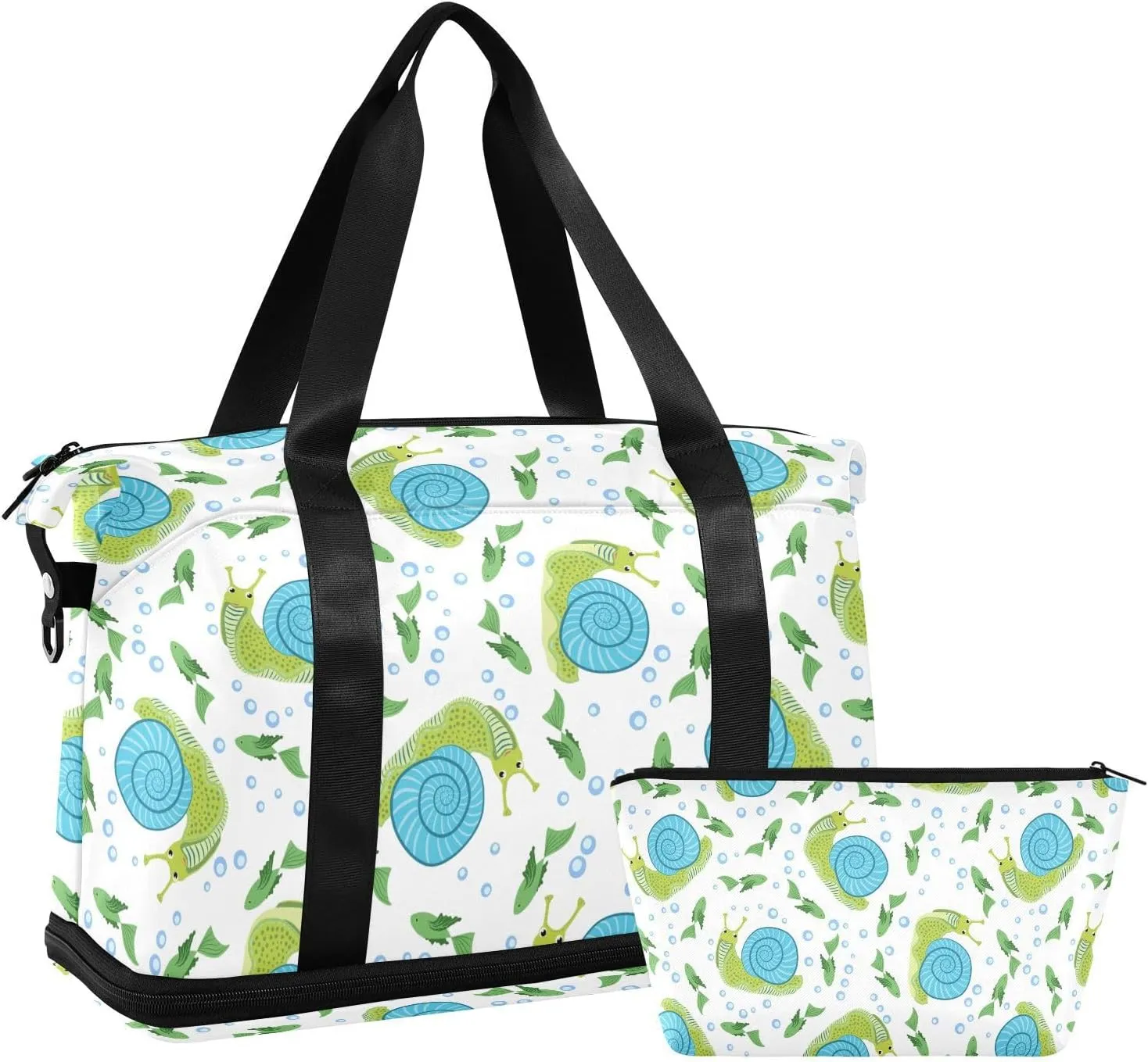 Weekender Overnight Bags for Women Beautiful Snail Travel Duffel Bag with Shoe Compartments Gym Duffel Bag with Toiletry Bag for Travel Sport Yoga 17 Inch