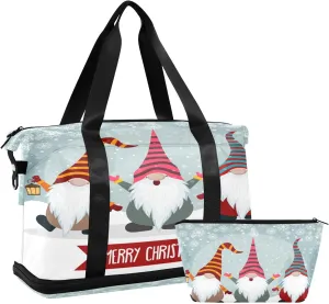 Weekender Overnight Bags for Women Christmas Dwarfs Travel Duffel Bag with Shoe Compartments Winter Snow Gym Duffel Bag with Toiletry Bag for Travel Sport Yoga 17 Inch