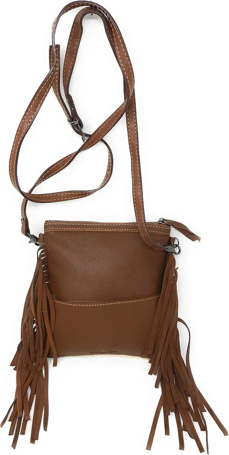 Western Genuine Tooled Leather Cowhide Fur Fringe Women's Crossbody Chain Bag/Purse