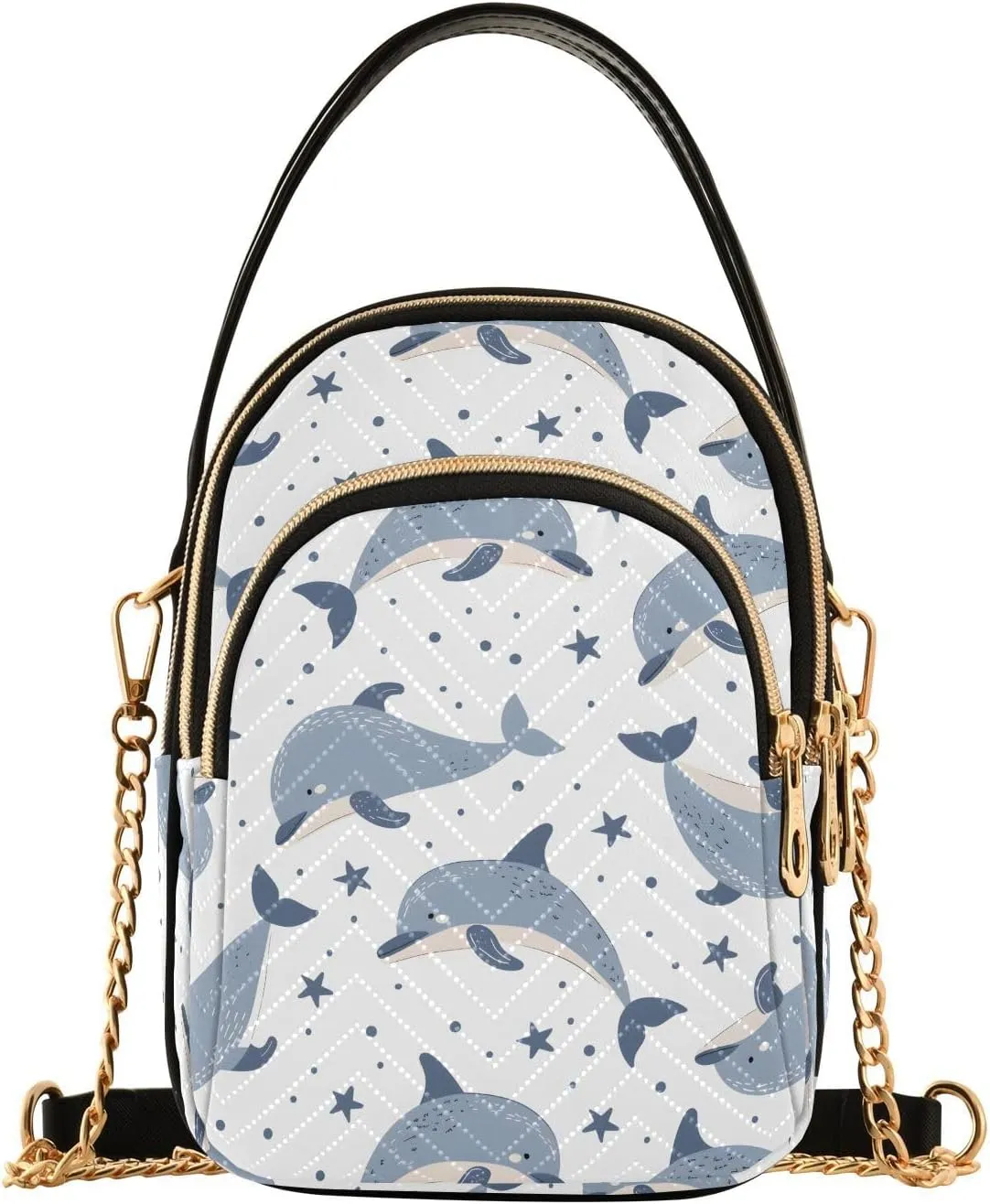 Whale Star Fish White Crossbody Bag for Women Mini Cell Phone Purse Women's Shoulder Handbag