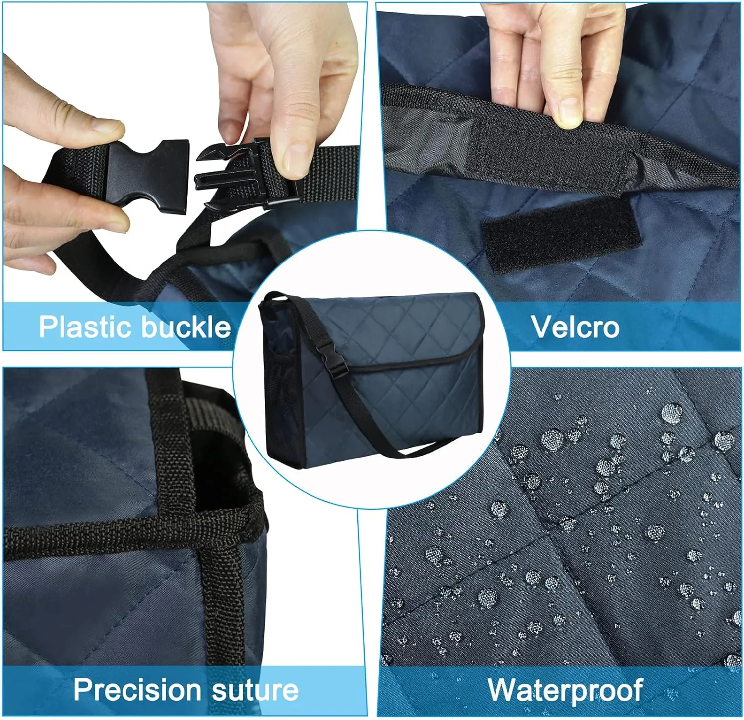 Wheelchair Bag Wheelchair Backpack Bag Wheel Chair Storage Tote Accessory Waterproof Travel Messenger Backpack for Men, Women, Handicap, Elderly and Storage Travel Items (Blue)