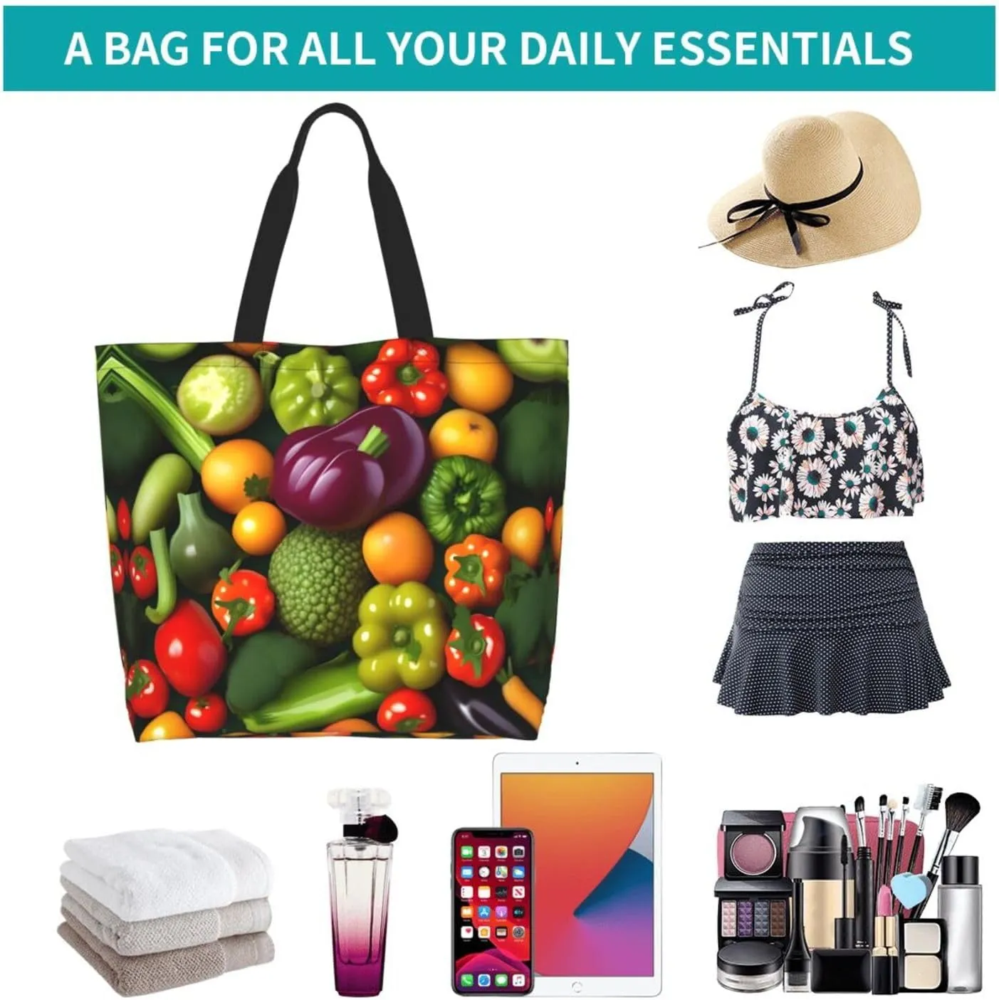 White Blue Daisy Women Tote Bag,Casual Tote'S Handbag Big Capacity Shoulder Bag Crossbody Bag