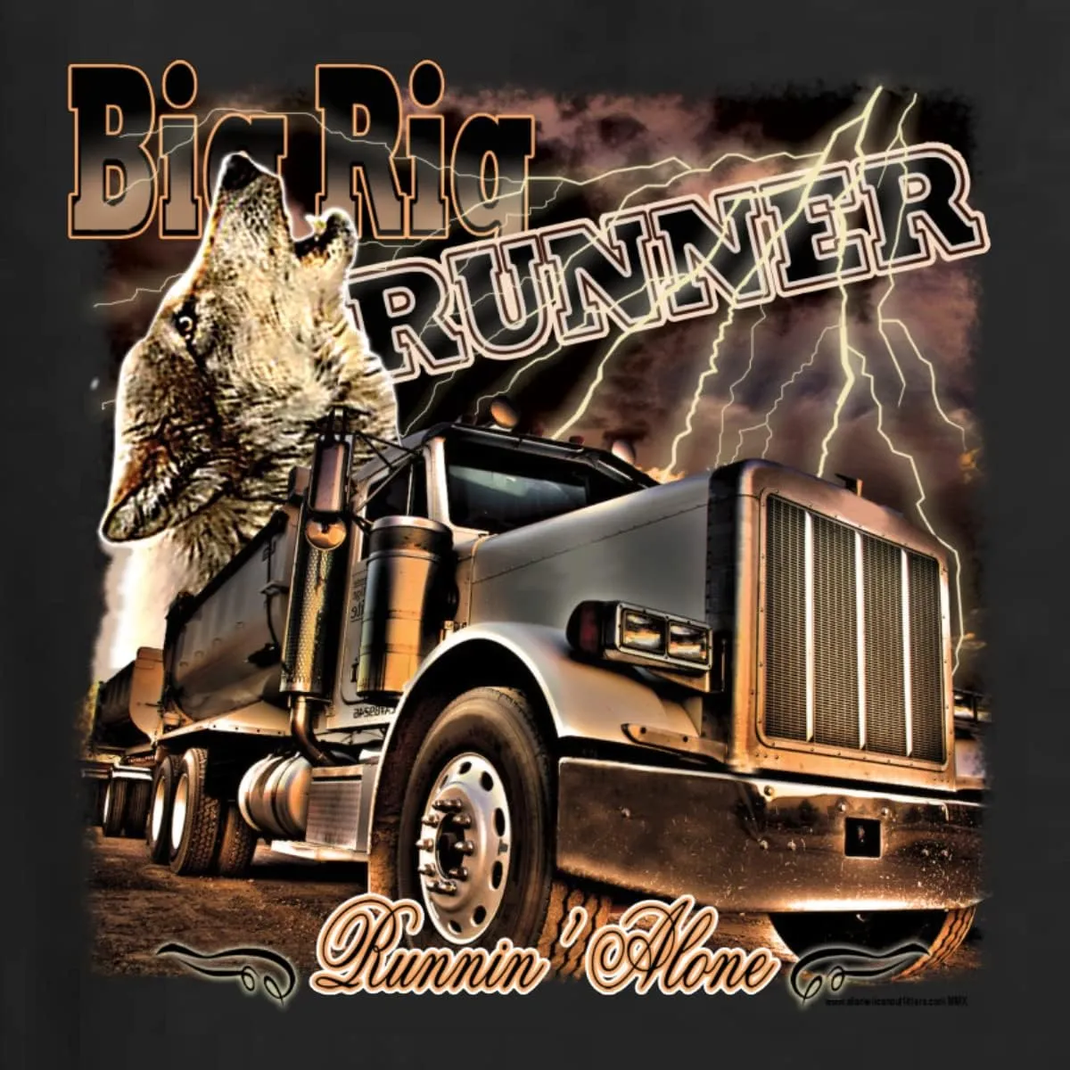 Wild Bobby Big Rig Runner Trailer Truck Runnin Alone Cars and Trucks Womens Slim Fit Junior Tee
