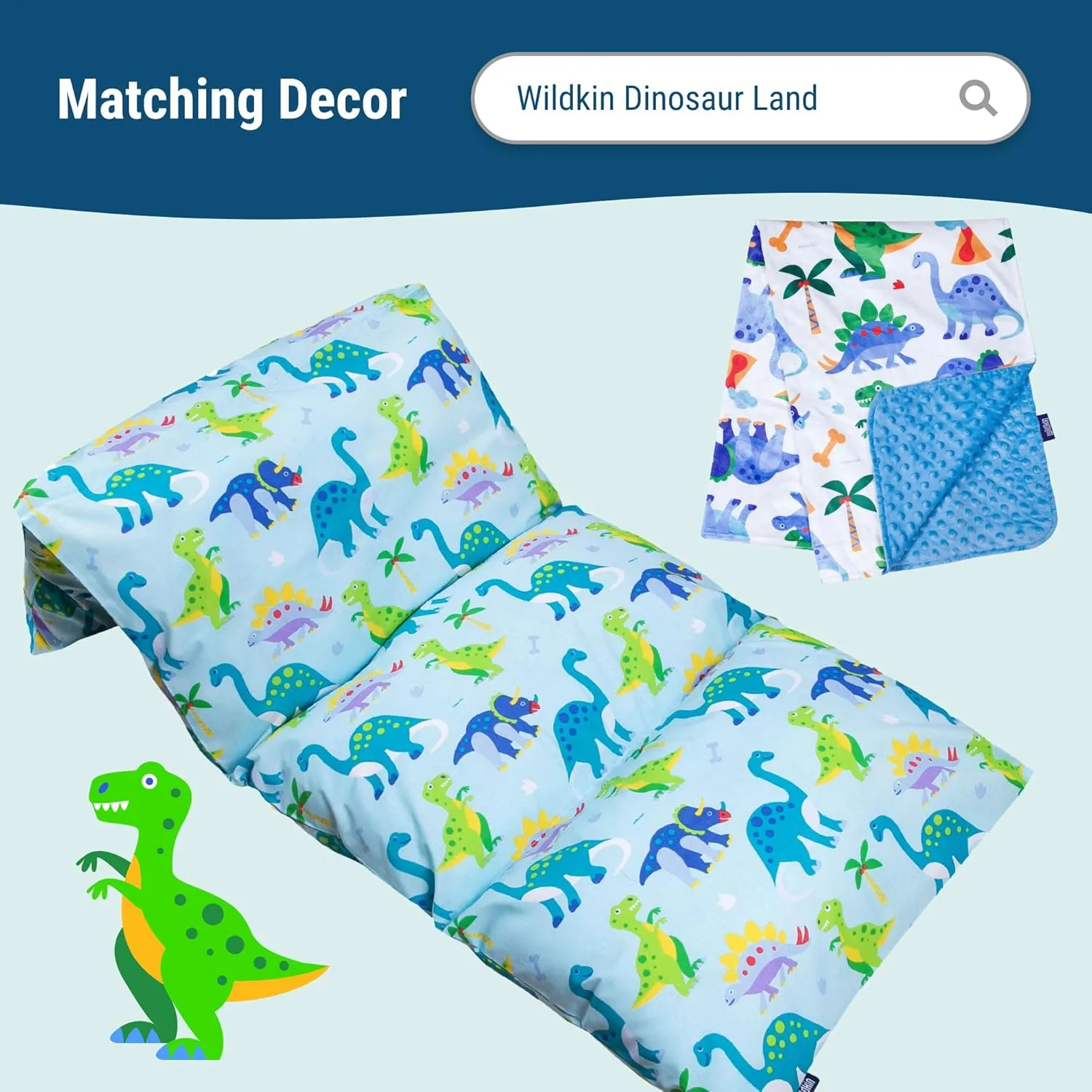 Wildkin 100% Cotton Toddler Pillowcase – Hypoallergenic, Soft & Breathable - Dinosaur Land