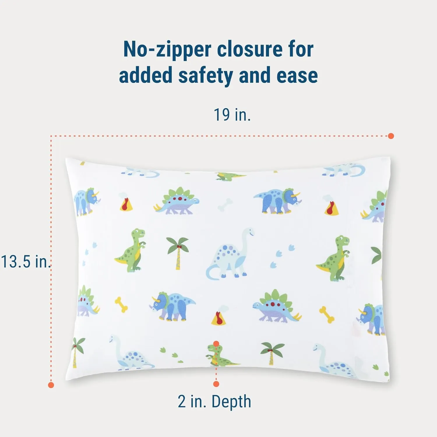 Wildkin 100% Cotton Toddler Pillowcase – Hypoallergenic, Soft & Breathable - Dinosaur Land
