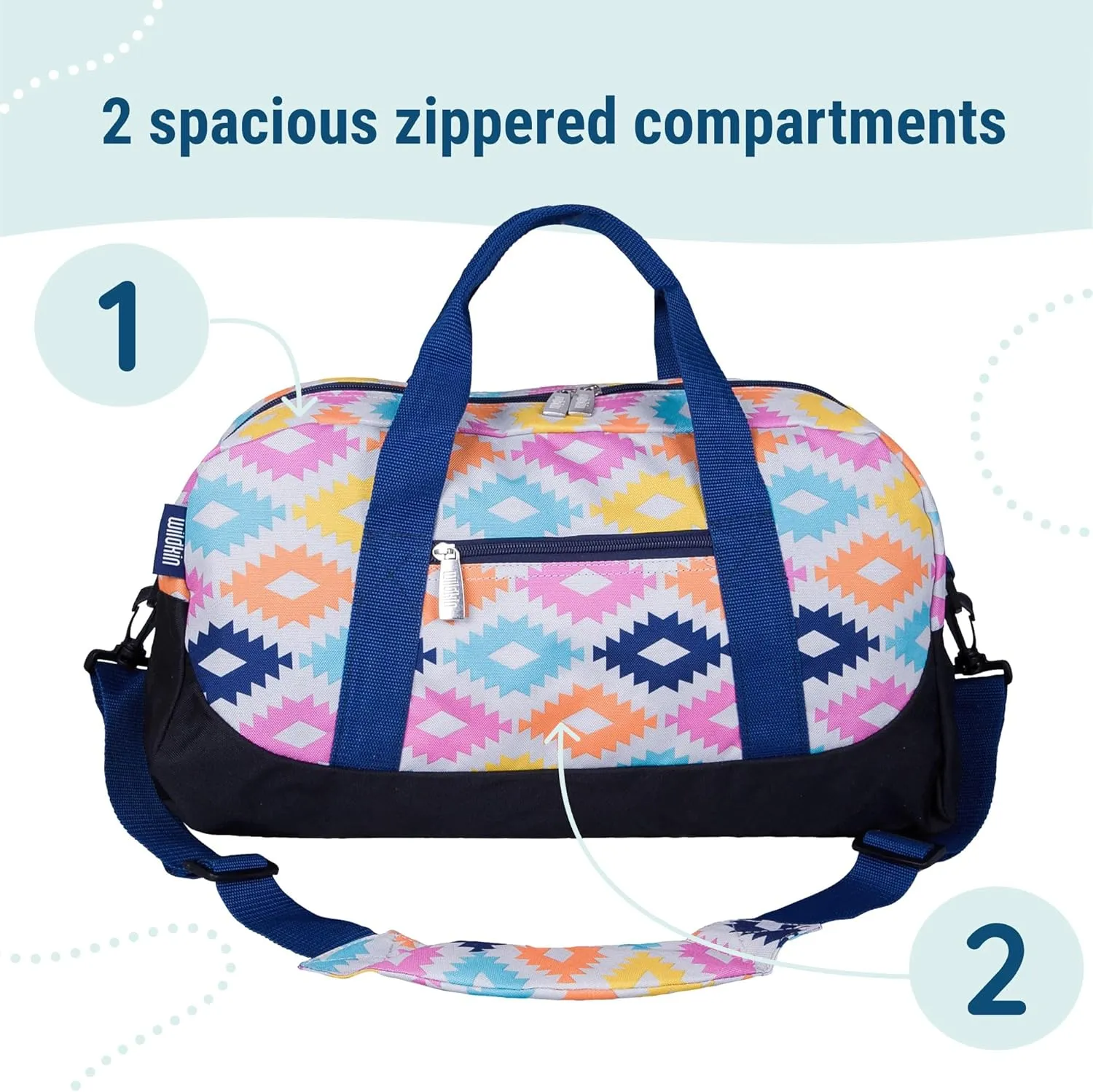 Wildkin Kids Overnighter Duffel Bag – Carry-On Size, Ideal for School & Sleepovers – Aztec