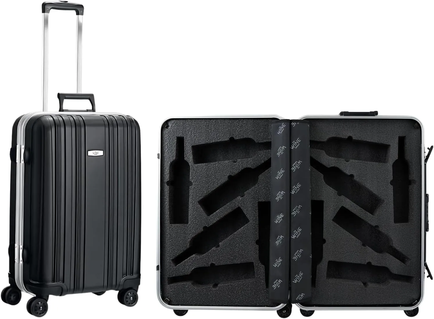 Wine Bottle Suitcase Aluminum | Holds 12 Standard 750 ML Bottles | Universal Airplane Luggage Case, TSA Approved Wheeled Bag For Professionals & Consumers, Gift For Wine Lovers, Connoisseurs (26 IN)