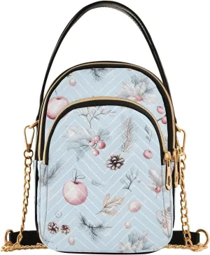 Winter Pine Cones Small Crossbody Bags for Women Adjustable Strap Purses Travel Handbags 20859451