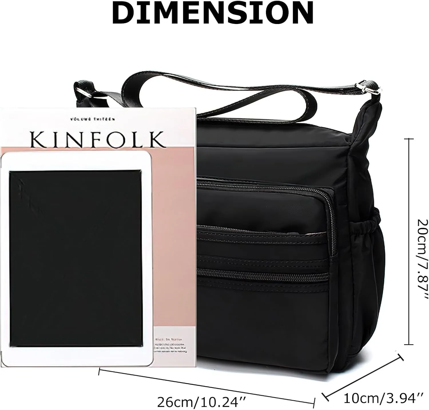 WITERY Small Crossboby Bag for Women - Waterproof Nylon Multi-pocket Purse Travel Shoulder Bag Lightweight Messenger Bag