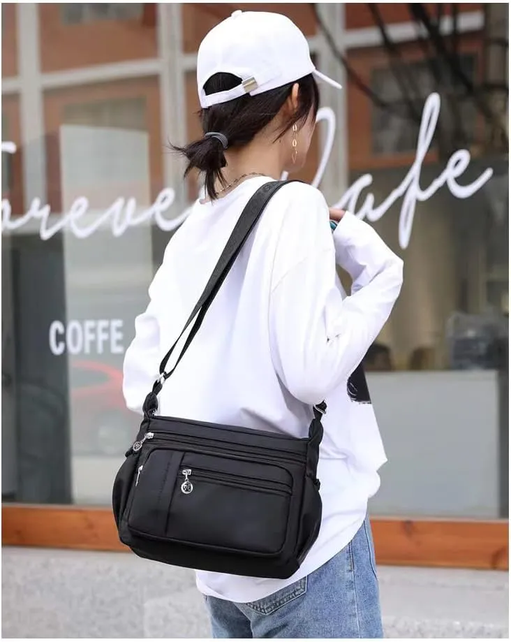 WITERY Small Crossboby Bag for Women - Waterproof Nylon Multi-pocket Purse Travel Shoulder Bag Lightweight Messenger Bag