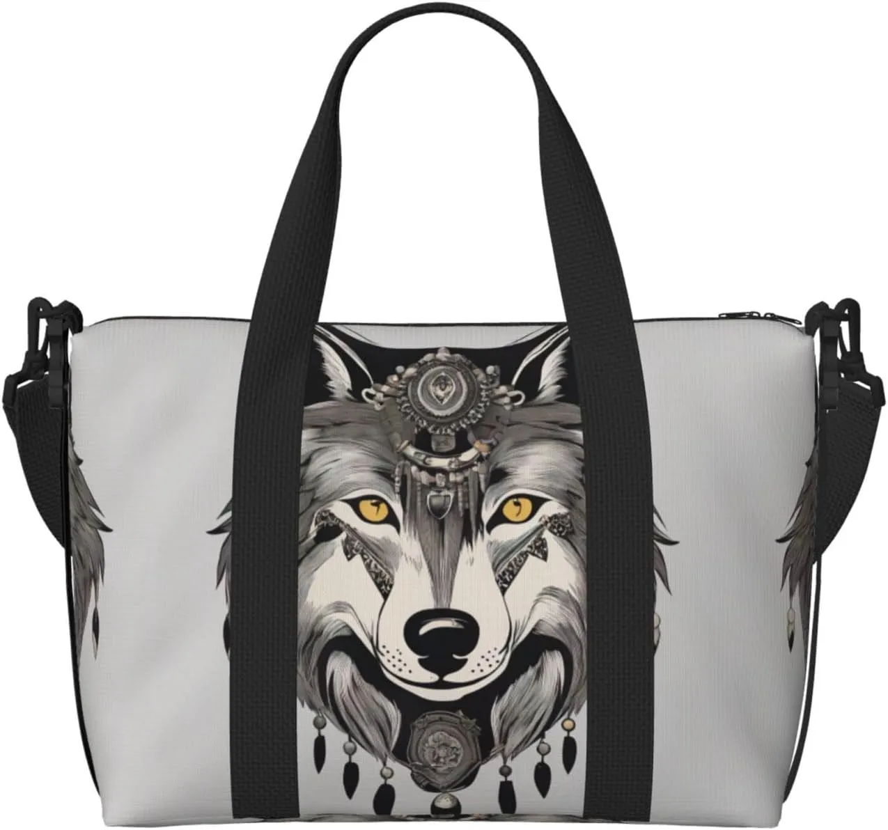 wolf motifs accessories04 print Gym Bag for Women,Carry on Weekender Overnight Duffle Bag,Personal Item Tote Bag