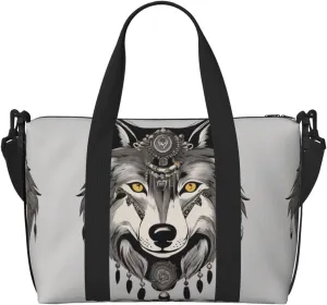wolf motifs accessories04 print Gym Bag for Women,Carry on Weekender Overnight Duffle Bag,Personal Item Tote Bag