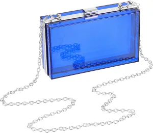 Women Acrylic Clear Clutch Purse Evening Handbag Crossbody Bag with Chain for Wedding Party