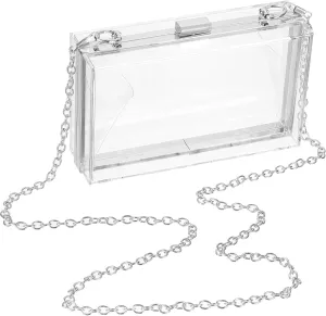 Women Acrylic Clear Clutch Purse Evening Handbag Crossbody Bag with Chain for Wedding Party