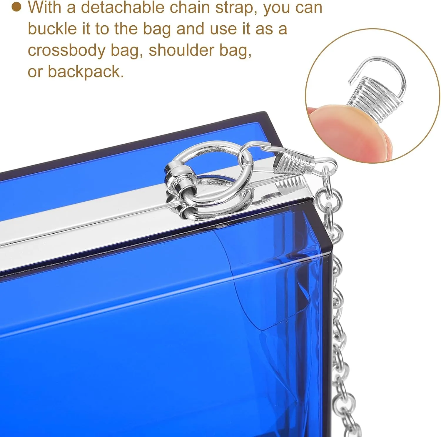 Women Acrylic Clear Clutch Purse Evening Handbag Crossbody Bag with Chain for Wedding Party
