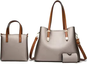 Women Fashion Handbags Tote Bag Shoulder Bag Messenger Bag Card Holder 3 Pcs Set