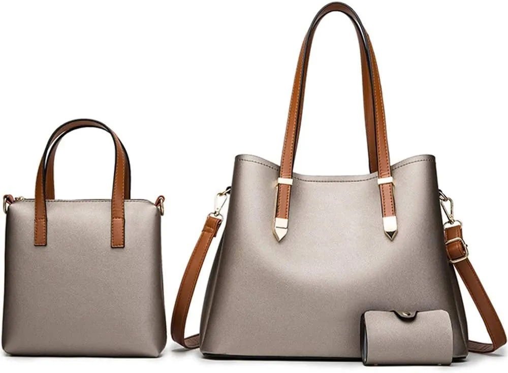 Women Fashion Handbags Tote Bag Shoulder Bag Messenger Bag Card Holder 3 Pcs Set