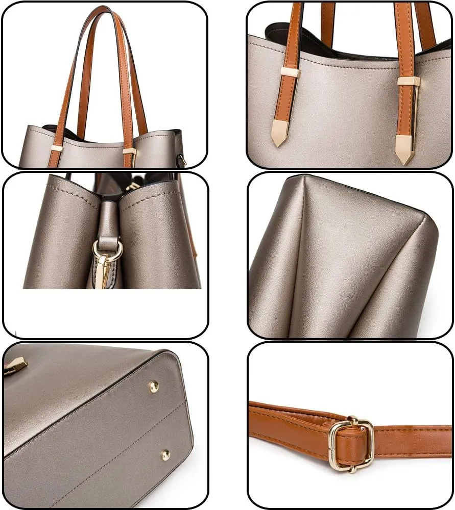 Women Fashion Handbags Tote Bag Shoulder Bag Messenger Bag Card Holder 3 Pcs Set