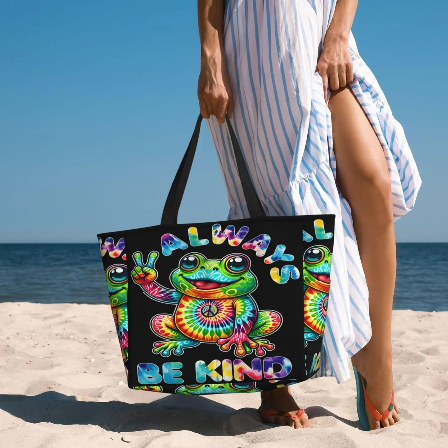 Women Large Beach Bag Travel Weekender Foldable Tote Bag for Pool Beach Vacation Gym