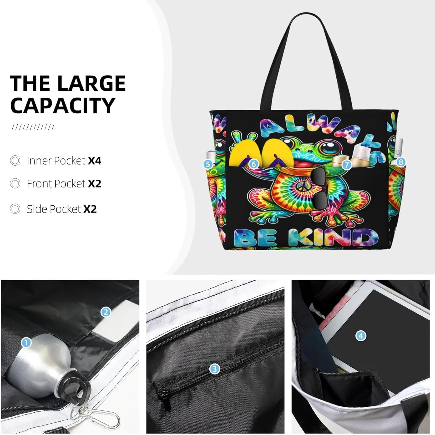 Women Large Beach Bag Travel Weekender Foldable Tote Bag for Pool Beach Vacation Gym