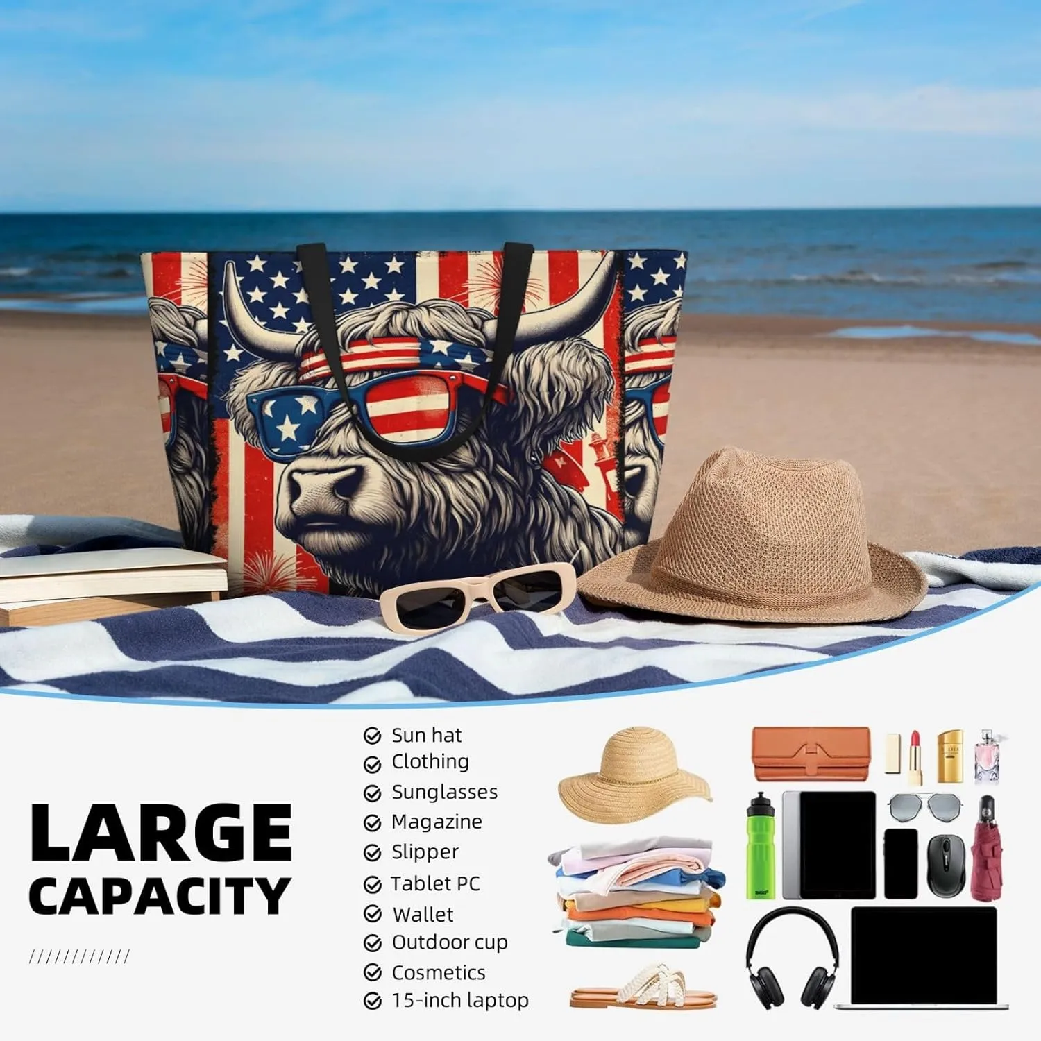 Women Large Beach Bag Travel Weekender Foldable Tote Bag for Pool Beach Vacation Gym