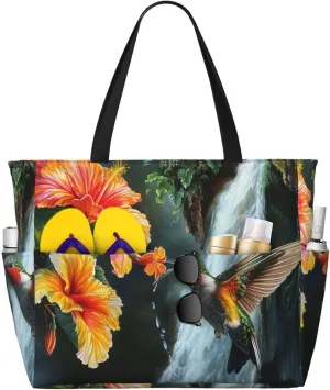 Women Large Beach Bag Travel Weekender Foldable Tote Bag for Pool Beach Vacation Gym