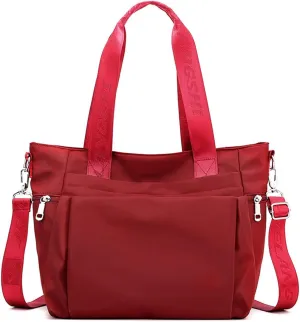 Women Nylon Tote Bag Multi-function Shoulder Bag Multiple Pockets Purse Handbag Lightweight Travel Messenger Bag